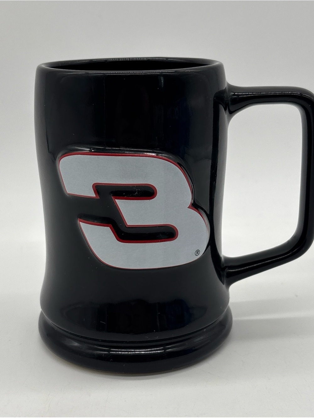 Dale Earnhardt #3 Nascar Coffee Mug Cup Raised Lettering Black 5.25" Tall 2003